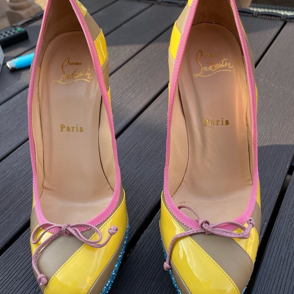 Christian Louboutin Stripe Glitter Platform heels - Picture 7 of 12